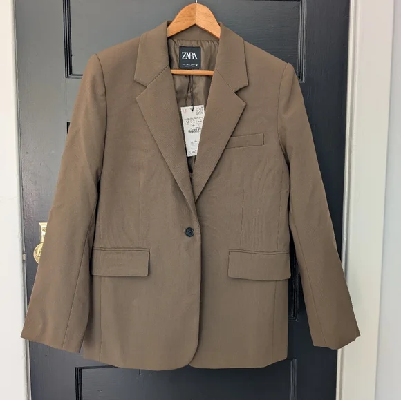 NWT Zara Olive "Basic Blazer" - Picture 2 of 6